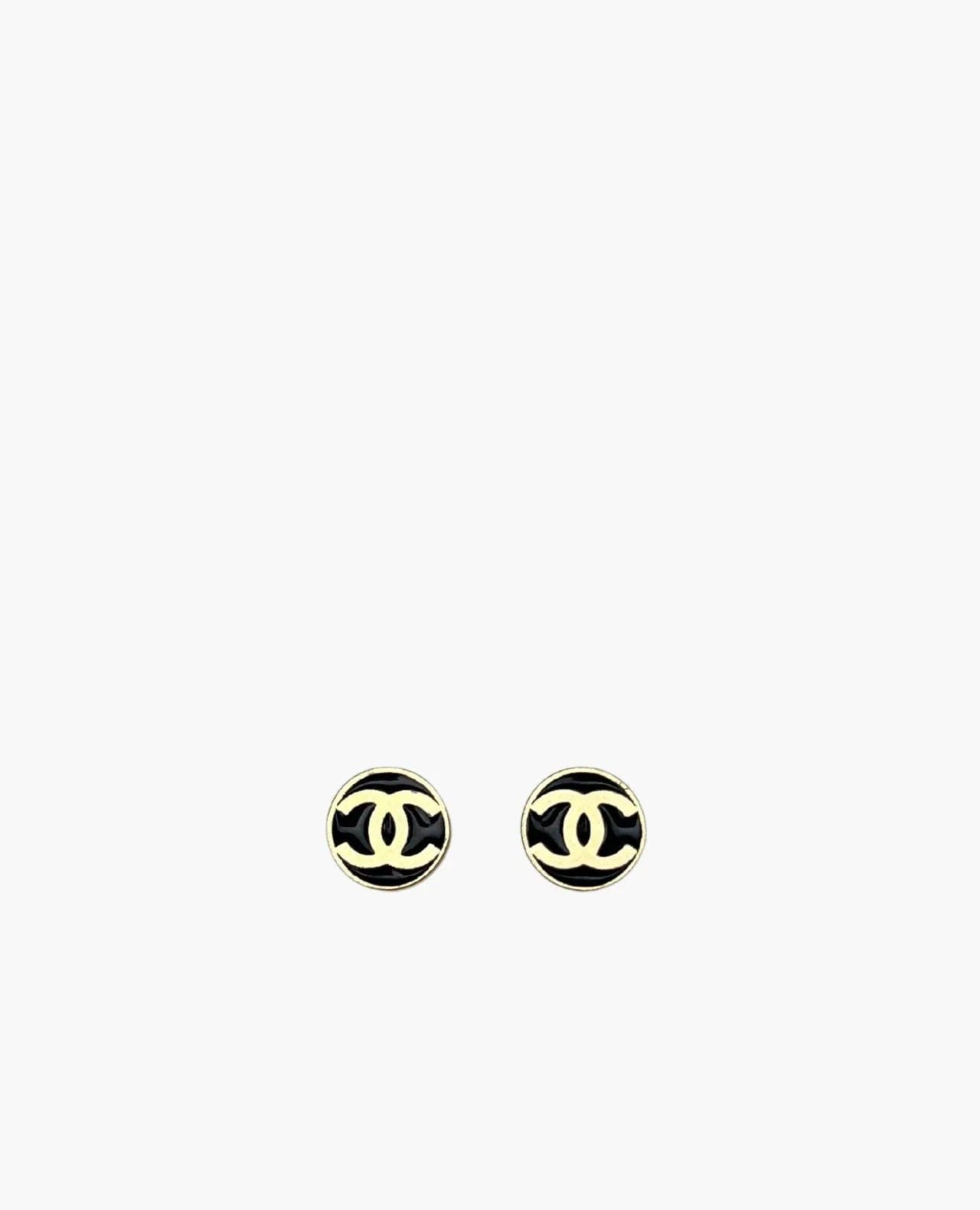 Boucles d'oreilles Chanel CC noires et champagne