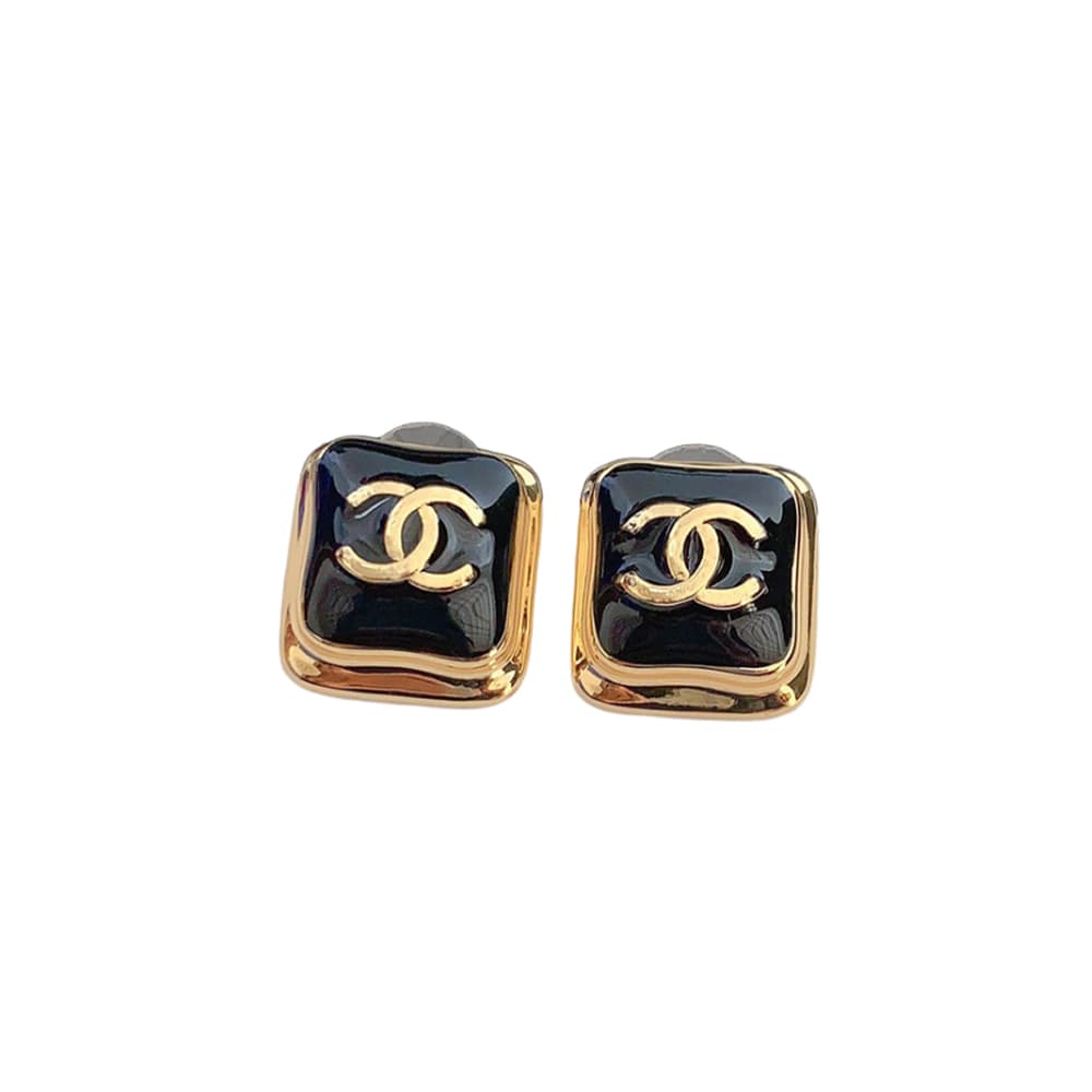 Boucles d'oreilles carrées noires Chanel