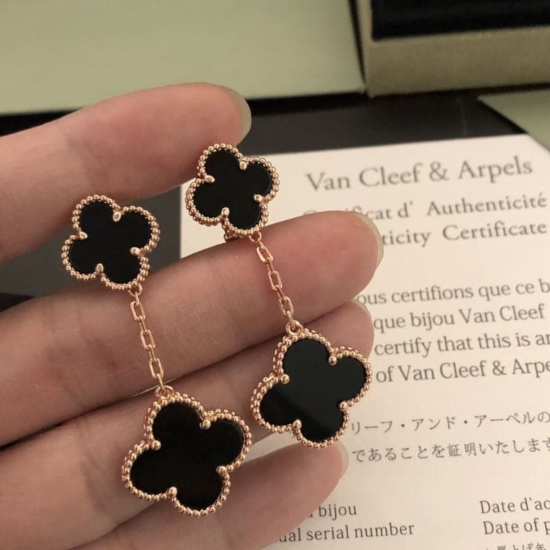 Boucles d'oreilles pendantes Van Cleef & Arpels VCA Trèfle à quatre feuilles