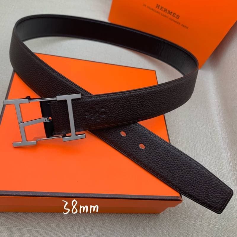 Hermes H Belt Buckle & Reversible Black Belt 380MM