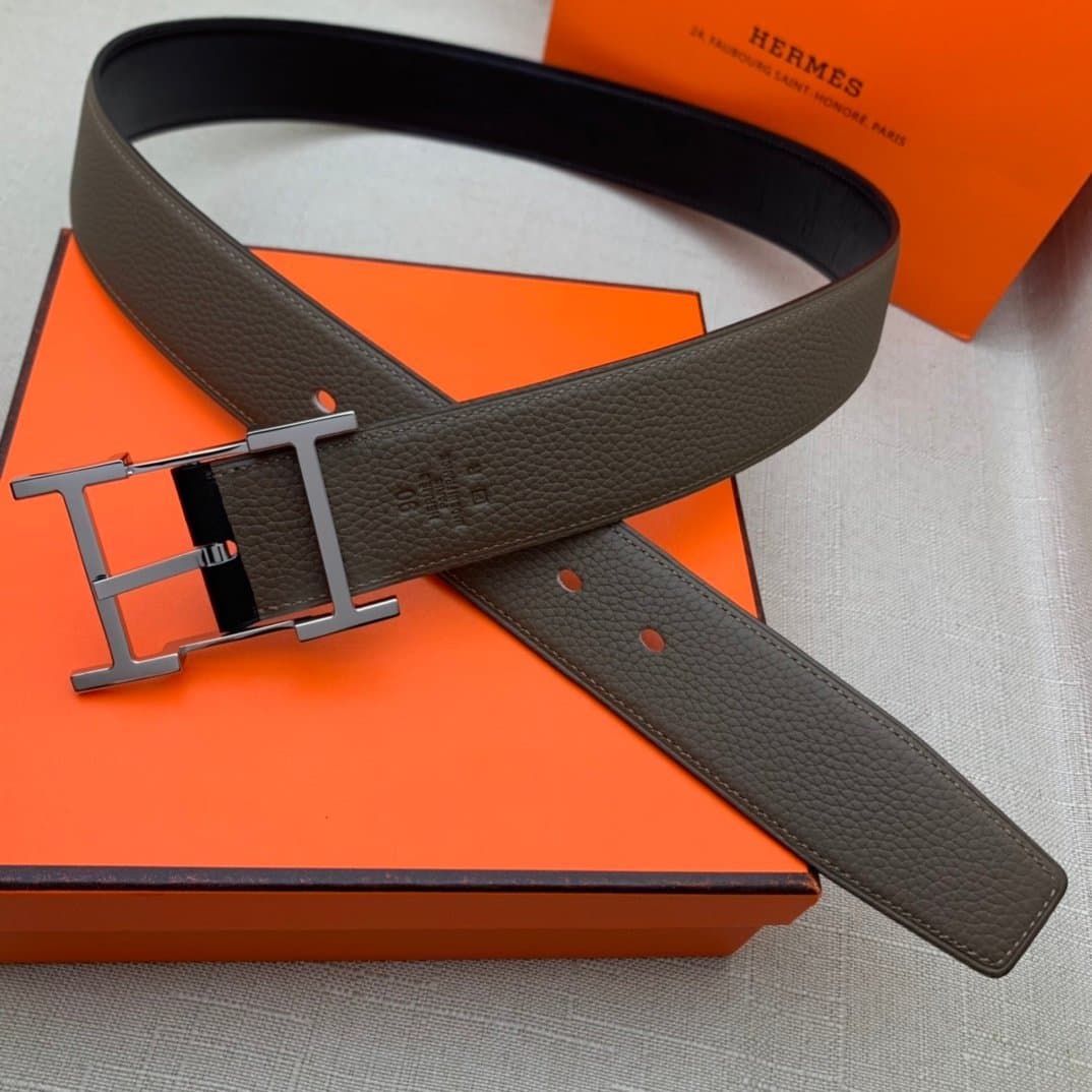 Hermes H Belt Buckle & Reversible Brown Belt 380MM