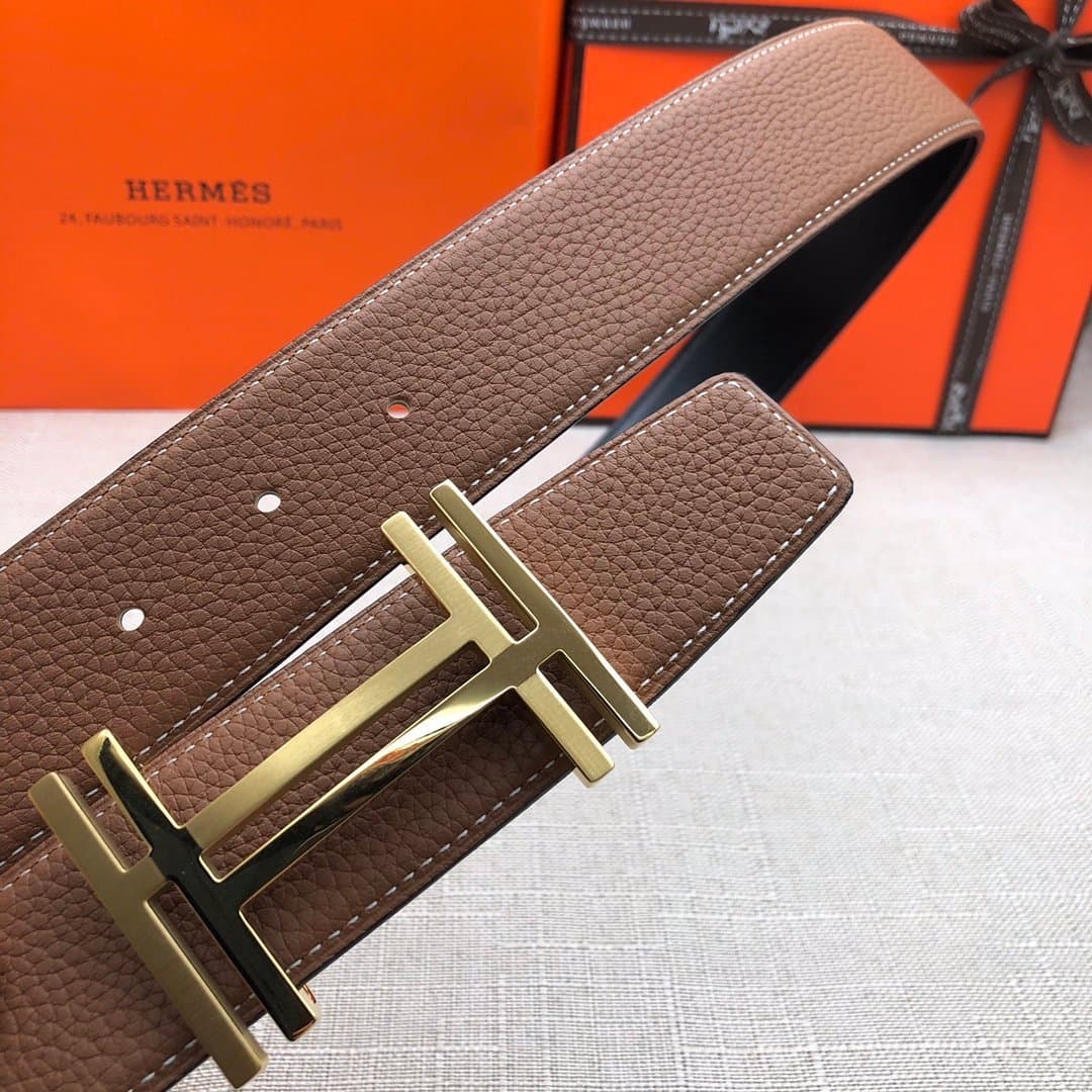 Hermes H Belt Buckle & Reversible Brown Belt 380MM