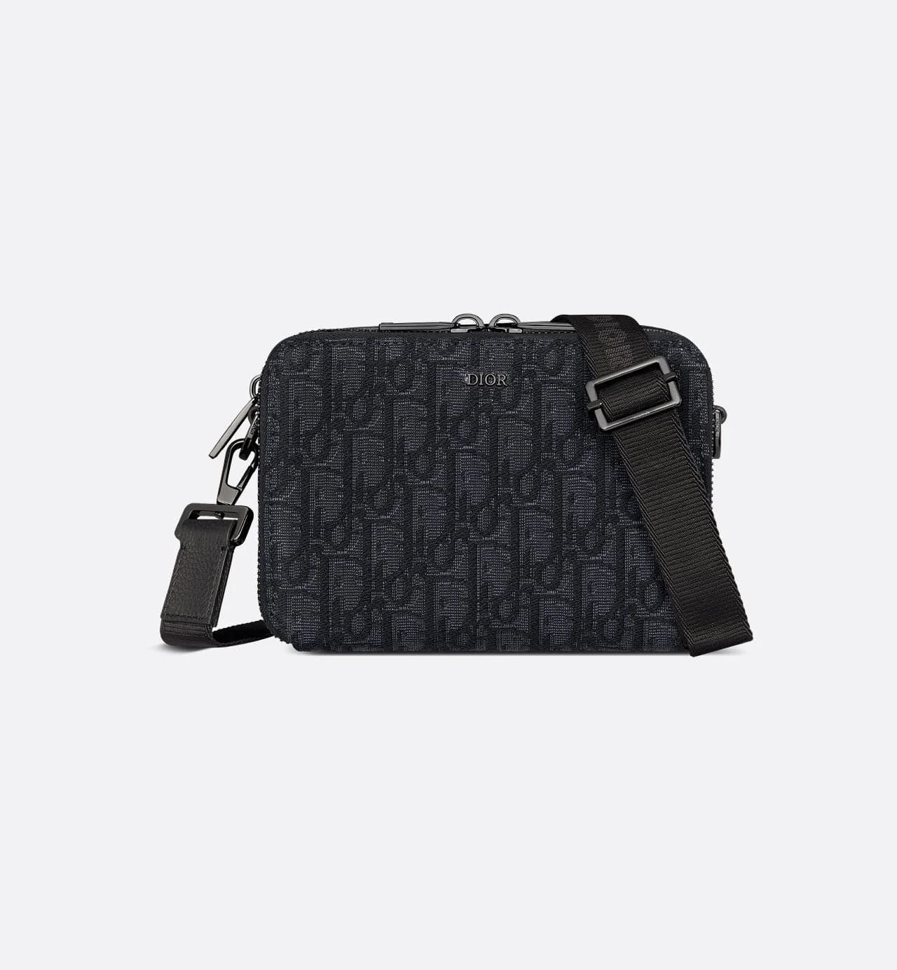Pochette zippée à bandoulière
Toile jacquard Dior Oblique noir - #1