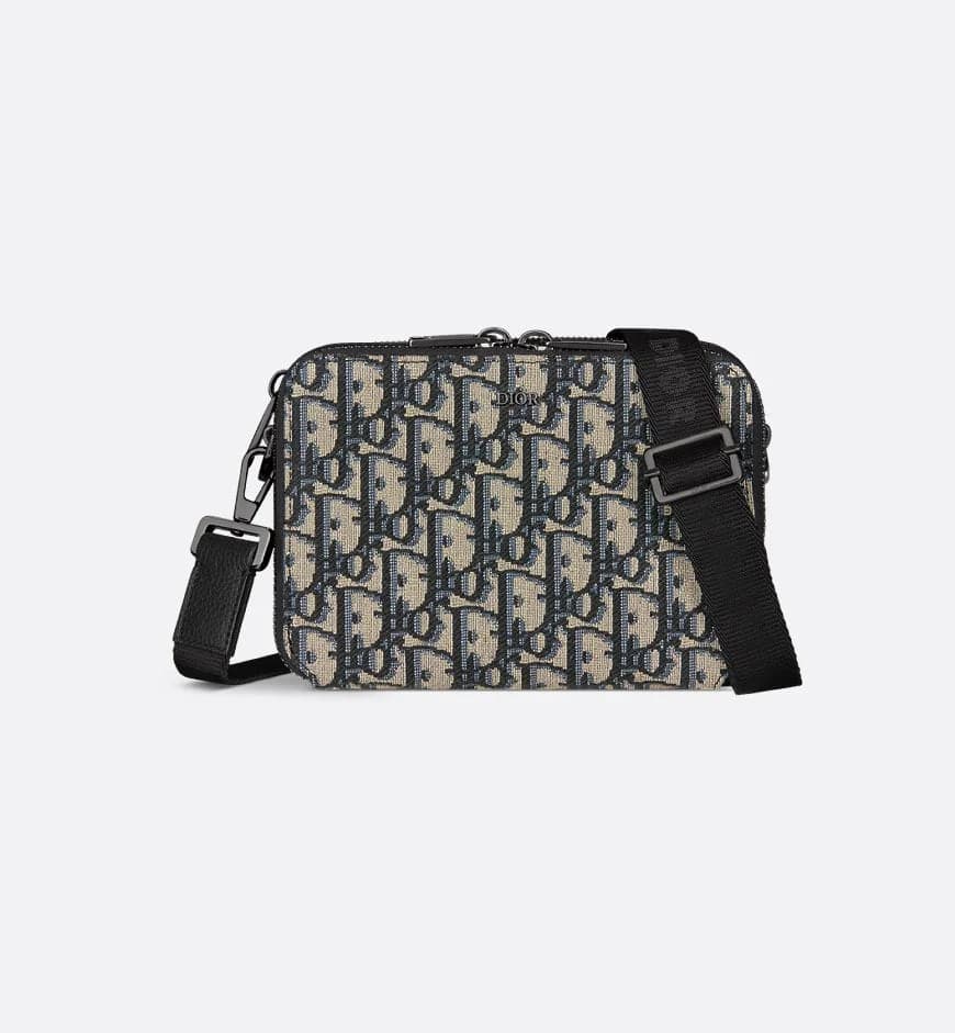 Pochette zippée à bandoulière Noir et Beige — vue 1