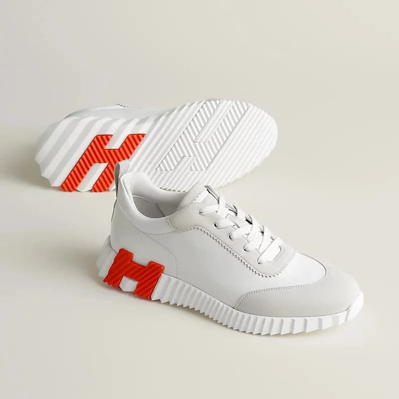 Sneakers Hermès blanc / orange — vue 1